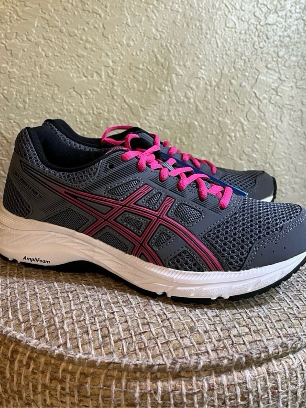 ASICS Women's Grey/Pink Athletic Running Shoes Size 5